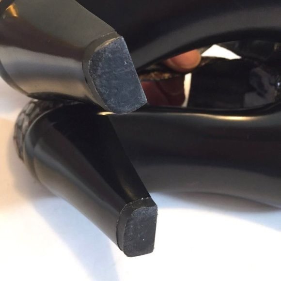 Bella Vita Womens Snake Print Open Toe Pumps Black Brown Leather Buckle size 6 - Picture 10 of 11